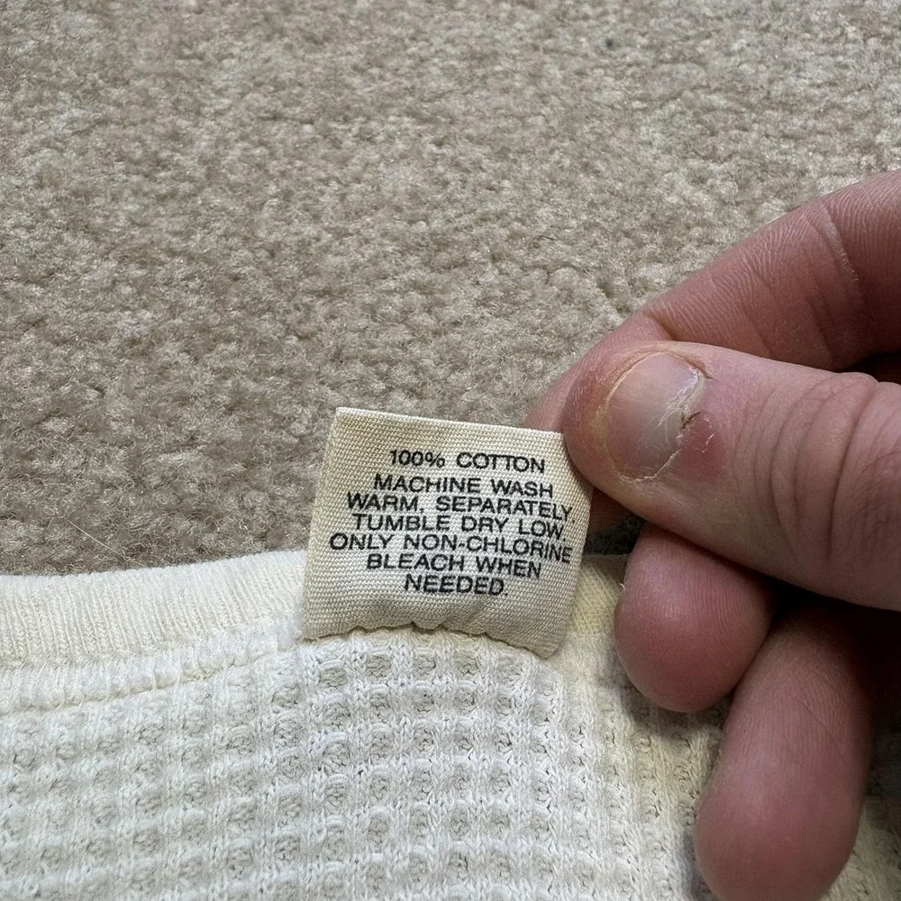 Vtg 70s Thermal Shirt Mens XL White Waffle Knit Long Sleeve USA NW Territory‎